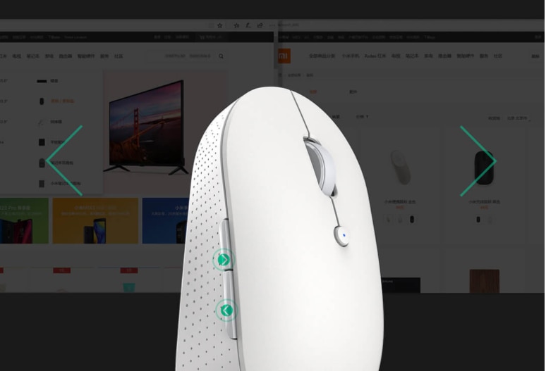 Chuột không dây hai chế độ Xiaomi Mi Im lặng Ergonomic Bluetooth USB Nút bên hông Chuột không dây mini có thể bảo vệ cho máy tính xách tay