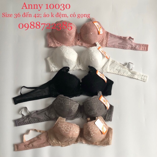 Áo ngực mút mỏng bigsize Thái Lan 10030 có gọng ren mềm mát giá rẻ size 36 đến 42 màu trắng/da/đen/ghi/hồng