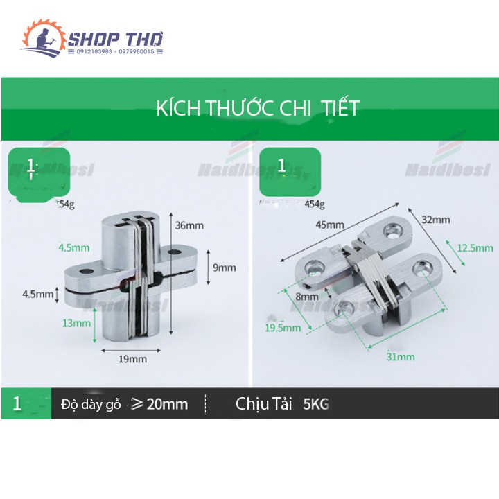 Bản lề chữ thập cỡ 1 KT: 13*45mm (2 cái)