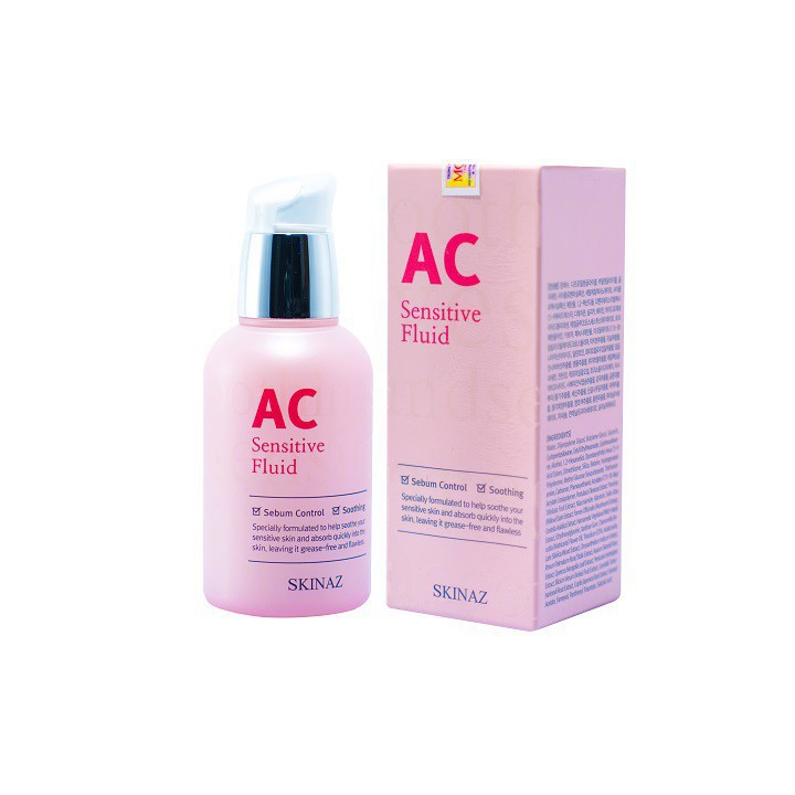 Tinh Chất AC Sensitive Fluid Skinaz Hàn Quốc 50ml (Phục hồi da nhạy cảm bị hư tổn, mịn da, giảm mụn, kiểm dầu)