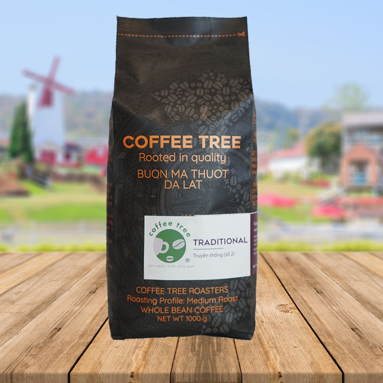 Cà phê hạt 100% nguyên chất truyền thống số 2 Coffee Tree 1kg đậm đà, thơm ngon, gu vừa