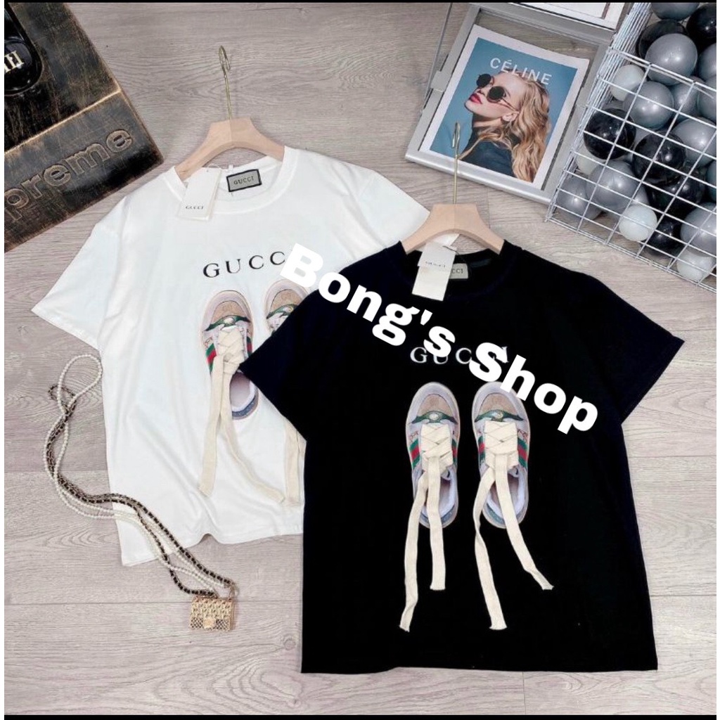 Áo Thun Tay Lỡ Hình Đôi Giày Nữ GC Chất Cotton Mặc Siêu Mát Siêu Hot, Áo Hôdie Nữ | BigBuy360 - bigbuy360.vn