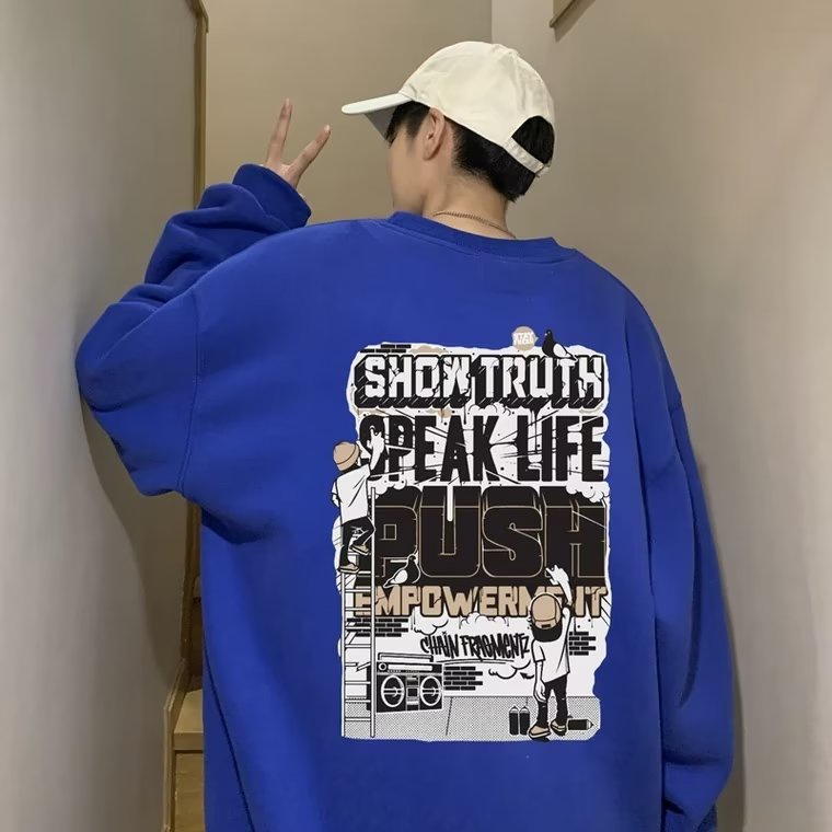 Áo Sweater Dáng Rộng Cổ Tròn Tay Dài In Chữ Màu Xanh Lá Thời Trang Mùa Thu Cho Học Sinh Nam Và Nữ