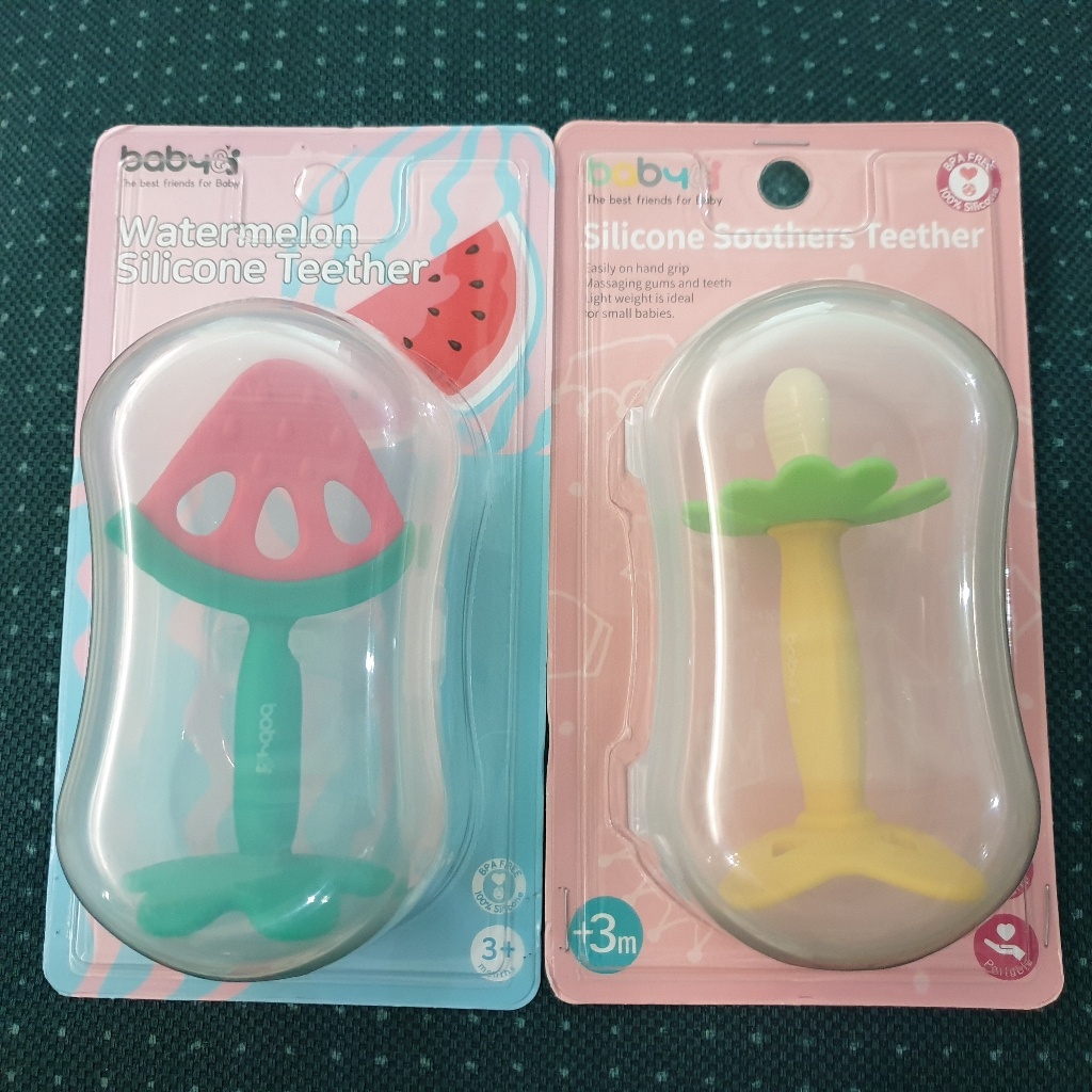 Set 2 đồ chơi gặm nướu từ silicon phong cách Hàn Quốc kèm hộp đựng vệ sinh