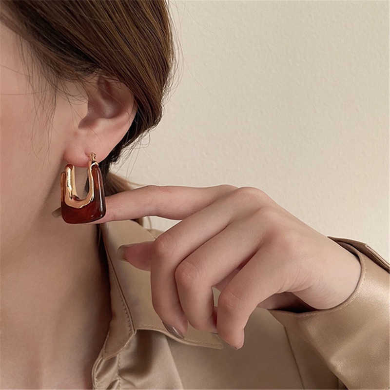 Khuyên tai HAIMEIKANG hình chữ U phong cách retro dễ phối đồ