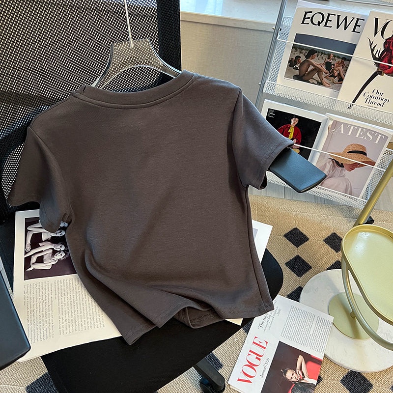 Áo Thun Tay Ngắn Hở Vai In Họa Tiết Màu Xanh Lá Thời Trang Mùa Hè Cho Nữ