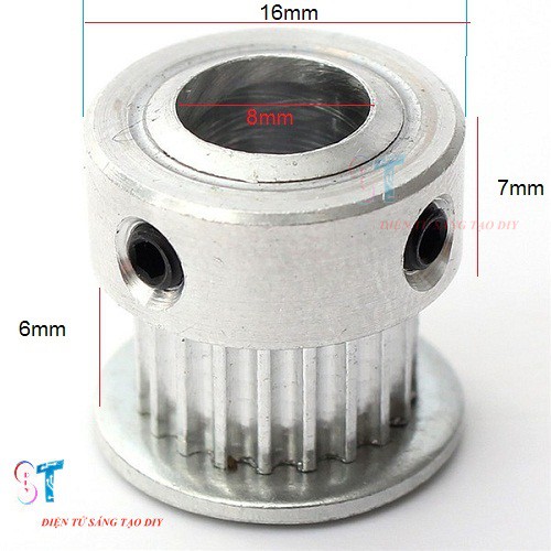 PULLEY BÁNH RĂNG NHÔM 20 RĂNG-2GT-5MM, 6MM, 8MM
