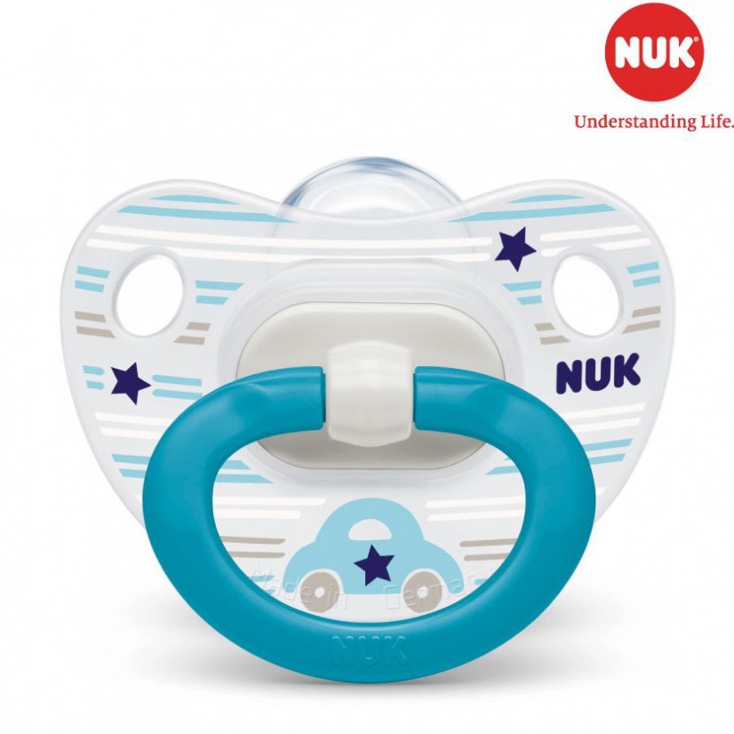 Ti giả chỉnh nha NUK silicone Happydays 0-6m, 6-18m - Ty ngậm NUK silicone loại dẹt