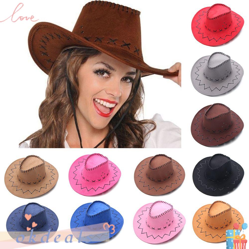 Okdeals Mũ Cao Bồi Bằng Vải Nỉ Fedora Da Lộn Phụ Kiện Sang Trọng