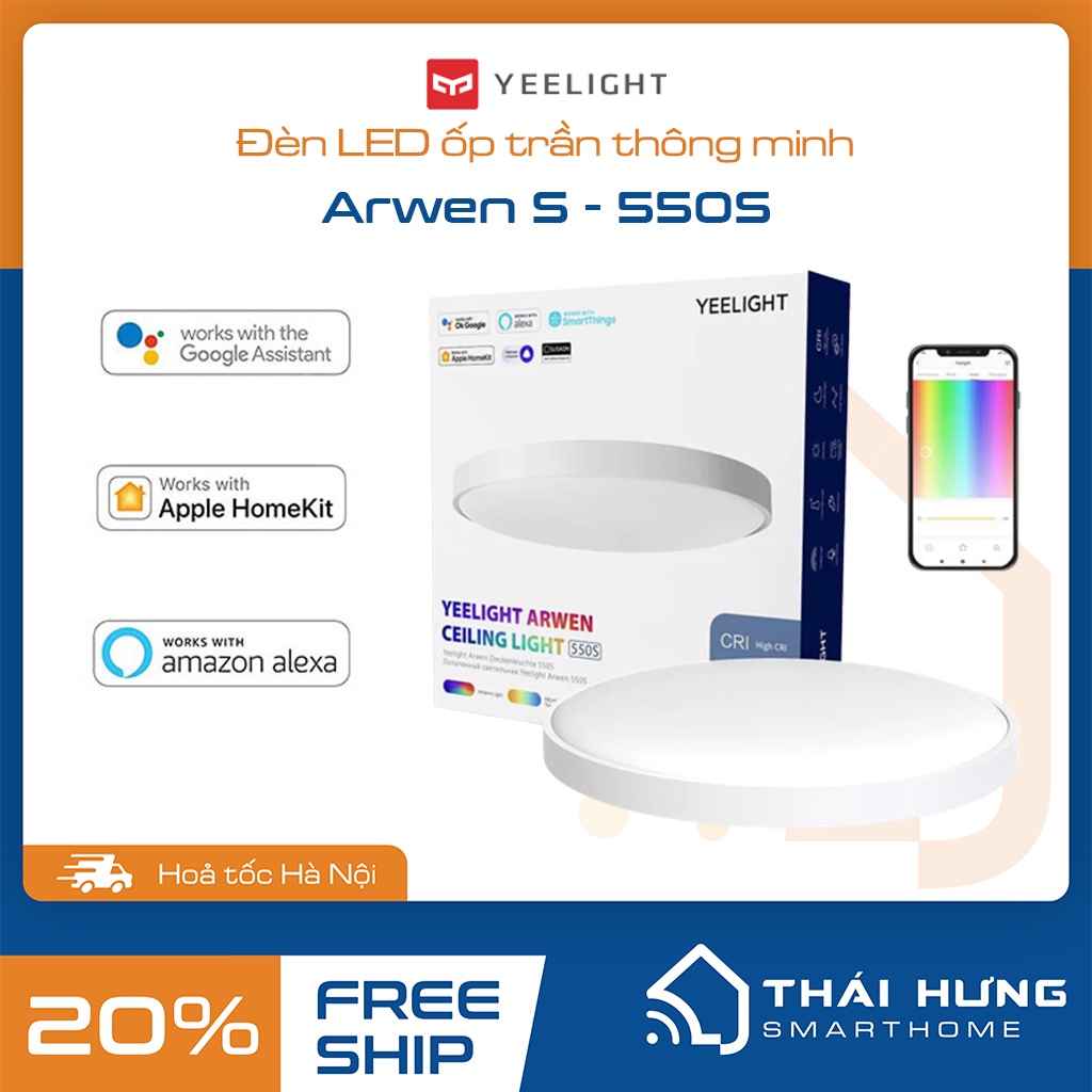 Đèn ốp trần Yeelight Arwen Series S - 550S/450S, Led RGB hắt trần - Bản Quốc Tế, hàng chính hãng, bảo hành 12 tháng