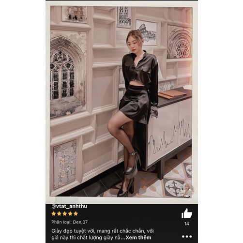 GIÀY MARY JANE ĐẾ CAO 13CM B274 QUAI MẢNHN