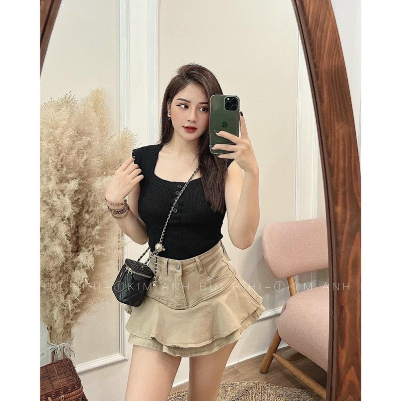 ÁO LEN CỔ VUÔNG CÚC, ÁO LEN SÁT NÁCH DÁNG ÔM SEXY MS11566