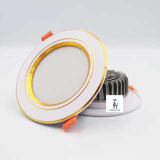 Đèn led âm trần 7w 9w viền vàng, 3 chế độ