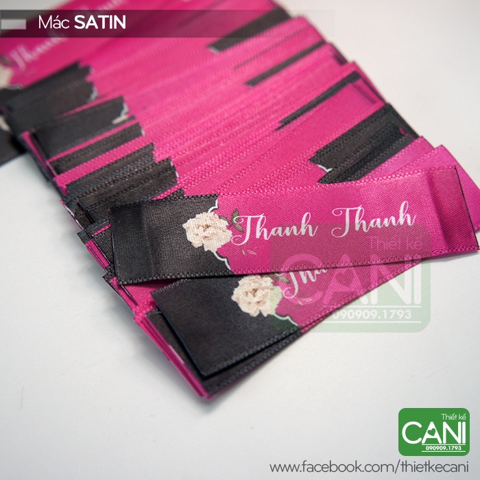Mác vải Satin lụa In theo yêu cầu  Nhãn mác quần áo