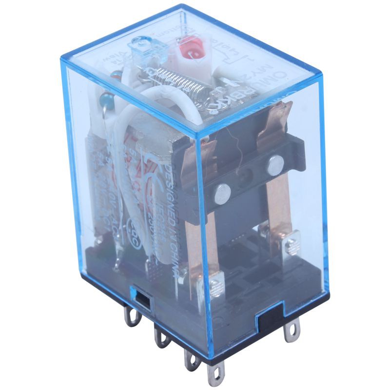 Rơ le nguồn 220/240V dây AC DPDT MY2NJ 8 Pin có đế ổ cắm điện