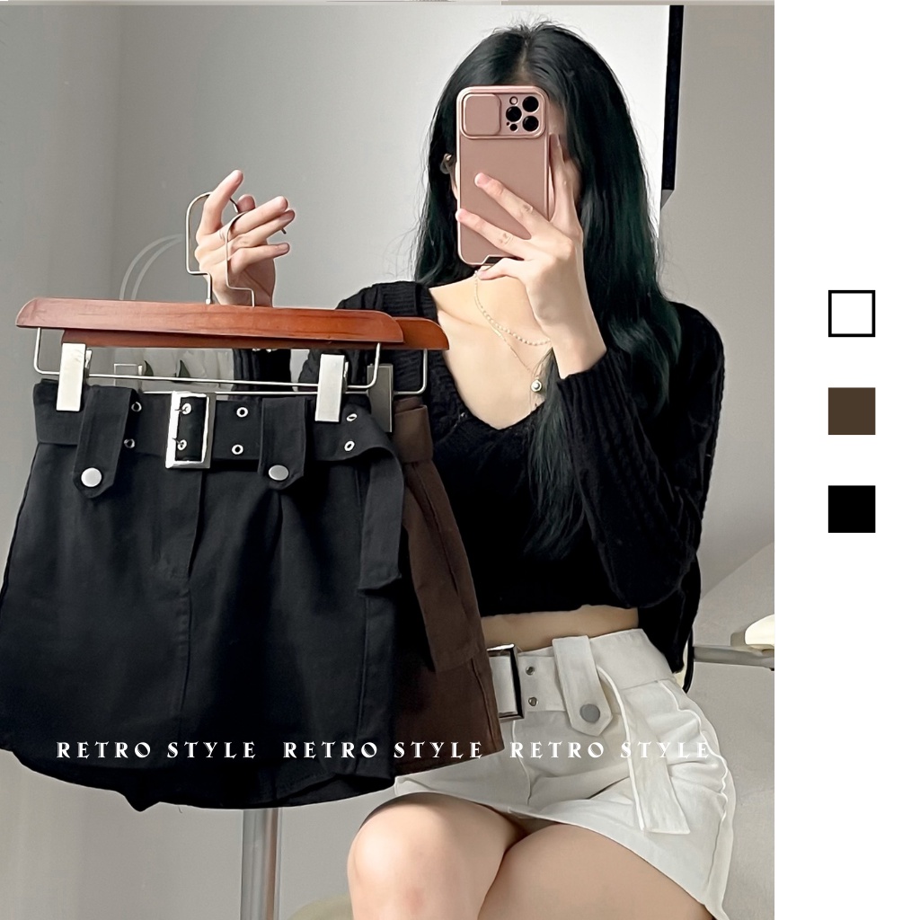 Chân váy kaki dáng ngắn kèm đai mã 757 Retrostyle
