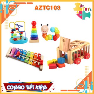 Combo 5 món đồ chơi gỗ phát triển tư duy, kỹ năng cho bé - aztc103