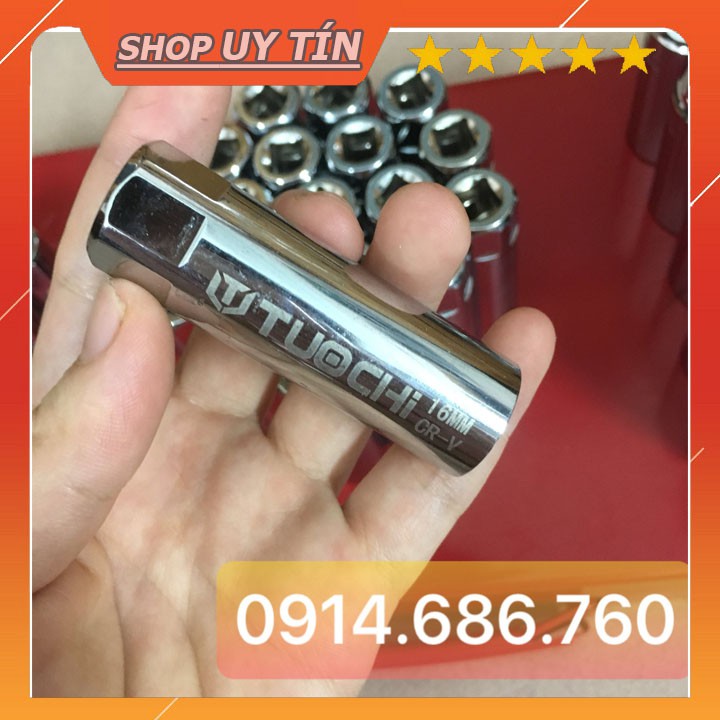 Khẩu tháo bugi 16mm, đồ mở bugi ô tô, tuýp mở bugi có TỪ TÍNH đầu lắp khẩu 3/8