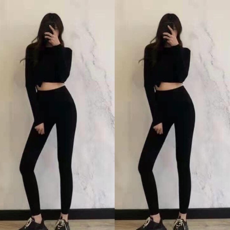 Quần legging nữ co giãn mặc siêu tôn dáng, chân thon dài cuộn tím