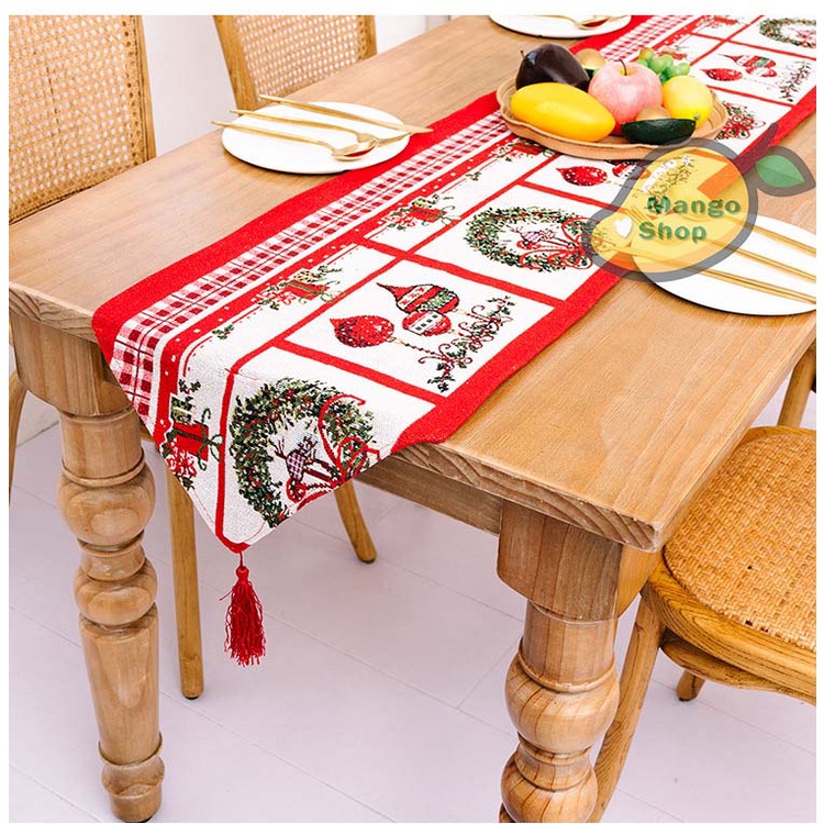 Dải khăn trải giữa bàn trang trí bàn tiệc Giáng Sinh Noel