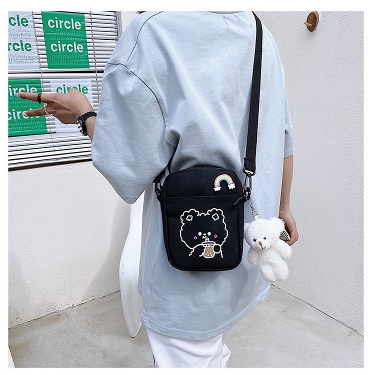 Túi Canvas Đeo Chéo Kiểu Dáng Dễ Thương Cho Nữ Sinh