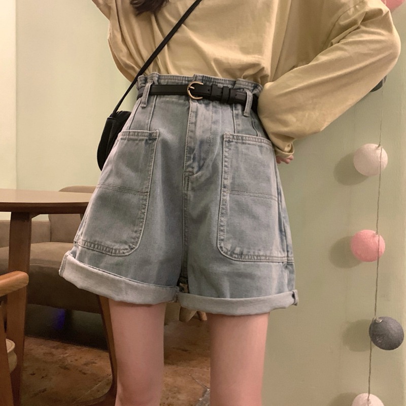 Quần Short Denim Lưng Cao Phong Cách Hàn Quốc Dành Cho Nữ