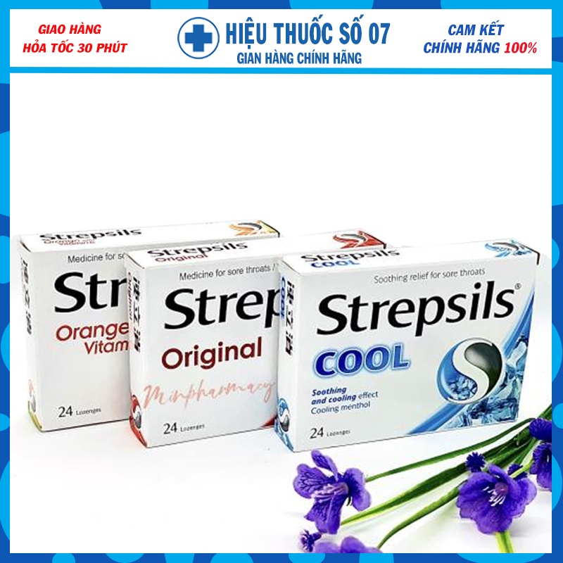Viêm ngậm ho Strepsil Thái Lan hộp 24 viên vị Original, Honey lemon, Cool, Orange Vitamin C