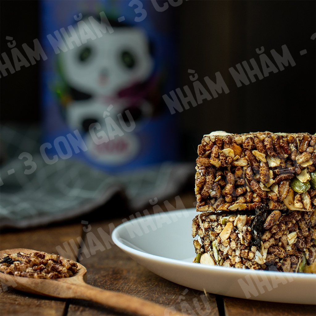 Thanh Cơm Gạo Lứt Sấy Ngũ Cốc Nhằm Nhăm 3Con Gấu Bánh Dinh Dưỡng, Granola, Gạo Lứt Rong Biển, Tiện Lợi 8 Thanh 200G