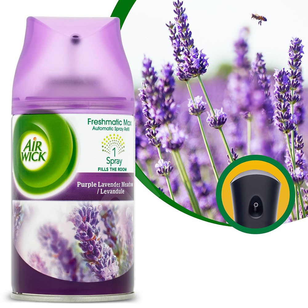 Hoa Oải Hương - Bình xịt tinh dầu thiên nhiên Air Wick Purple Lavender  250ml, thơm phòng, khử mùi, tinh dầu chính hãng