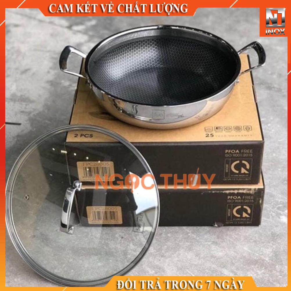 Chảo tổ ong chống dính 2 quai 3 lớp đáy liền inox 304  FiveStar