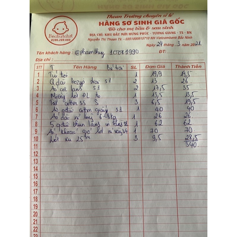 Combo sơ sinh 24.3.2021