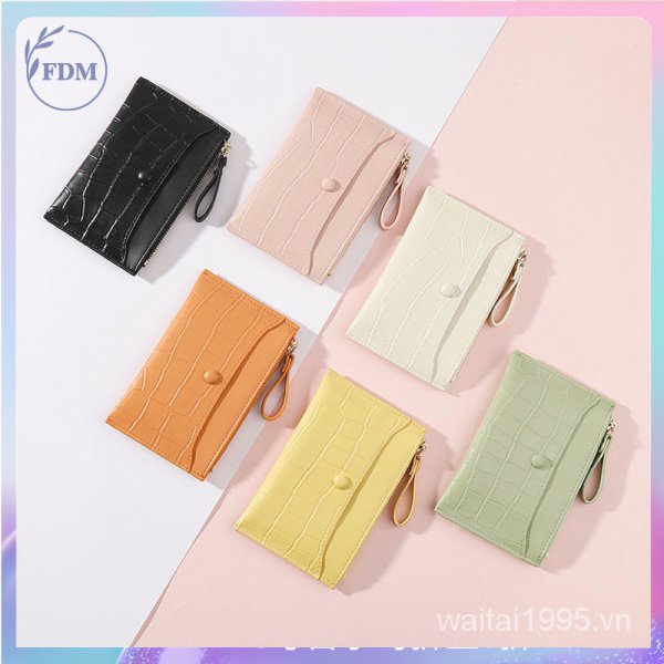 Ví ngắn đựng thẻ có khóa kéo họa tiết vân đá thời trang cho nữ