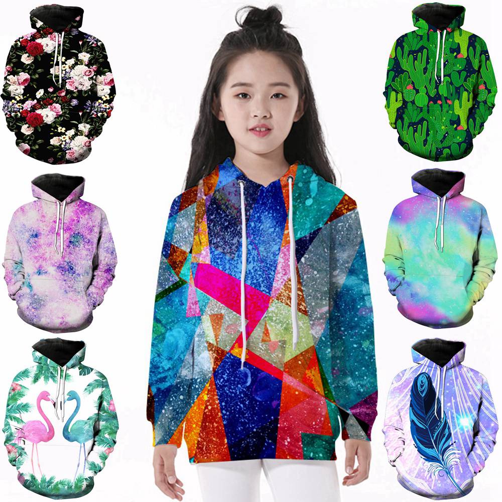 Áo Hoodie In Hình Chim Hồng Hạc 3d Cho Bé Gái