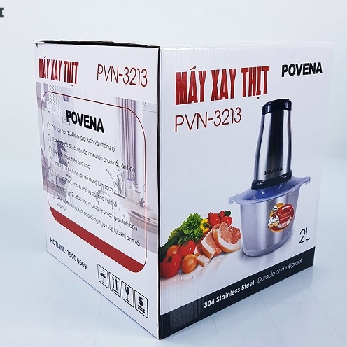 Máy xay thịt Povena PVN-3213 cối inox 2L công suất 300W - Hàng chính hãng