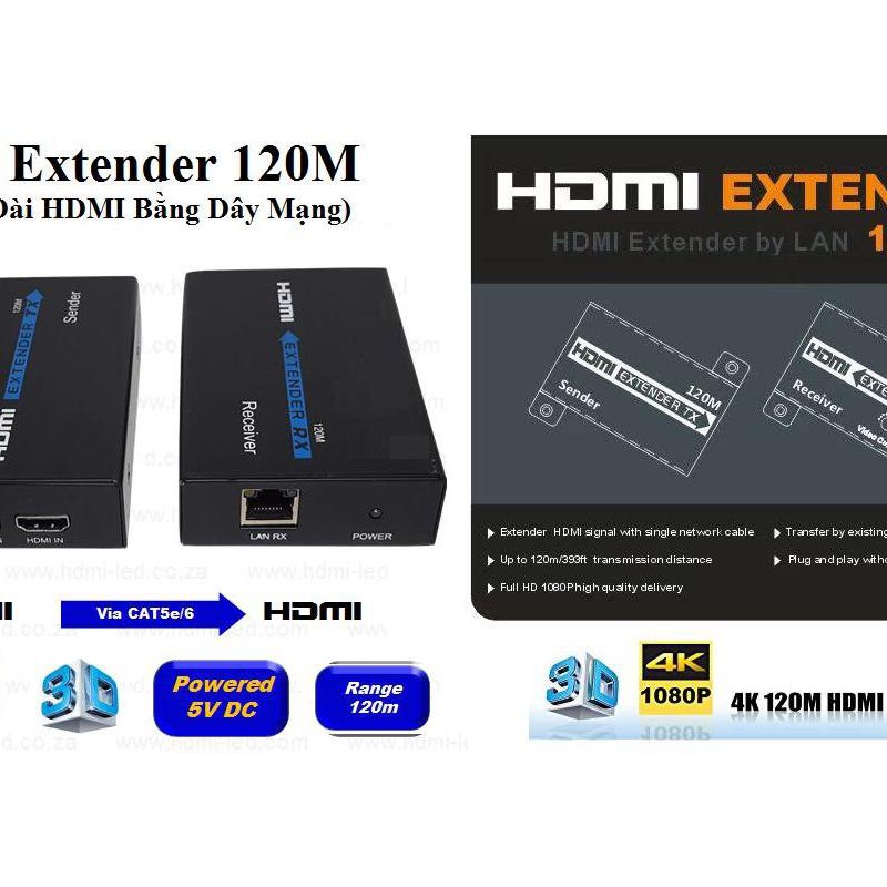 [Mã ELHACE giảm 4% đơn 300K] HD Extender 150M (Nối Dài HDMI bằng Dây LAN 150m)