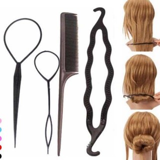 Bộ 4 món dụng cụ làm tóc tạo kiểu phồng rút búi tóc đa năng dễ sử dụng youngcityshop 30.000