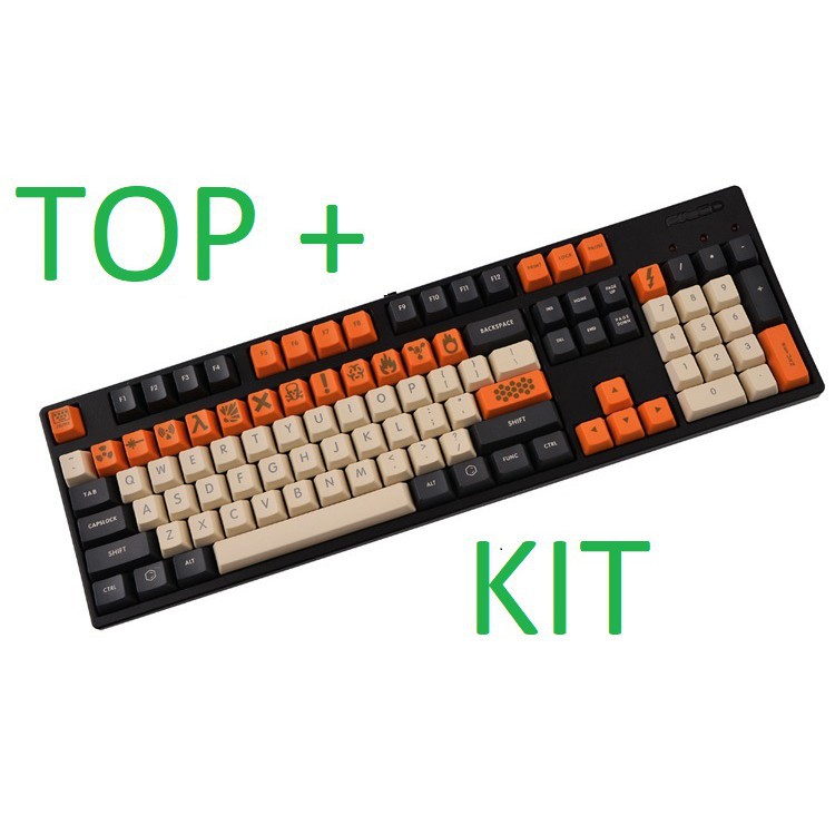 Mẫu Mới [Tặng puller thép] Set Keycap PBT carbon font lớn SA - Bộ nút bàn phím 87 104 + bộ Warning sign kit