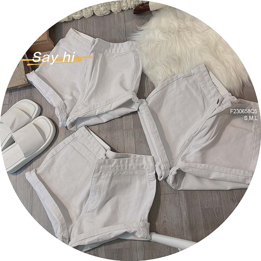 Quần short jean trắng lưng cao hàng đẹp!