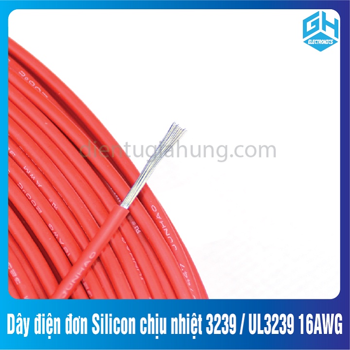 Dây điện đơn Silicon chịu nhiệt UL3239 16AWG 2 màu đen đỏ chất lượng