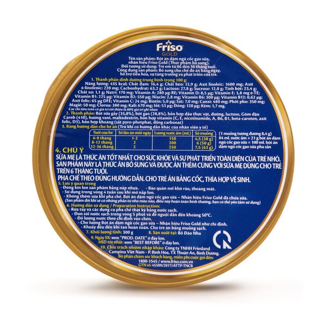 Bột ăn dặm Friso gold(300g)