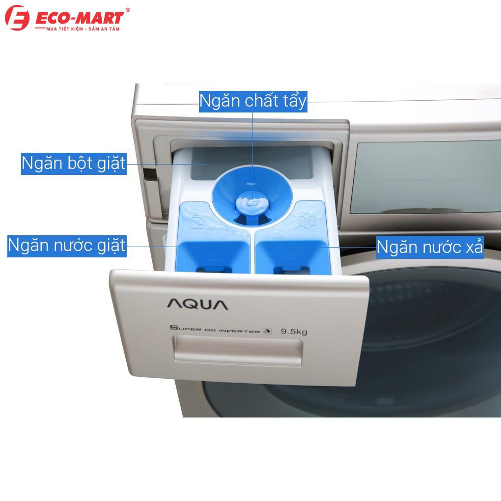 Máy giặt Aqua cửa ngang 9.5 kg màu vàng AQD-D950E.N