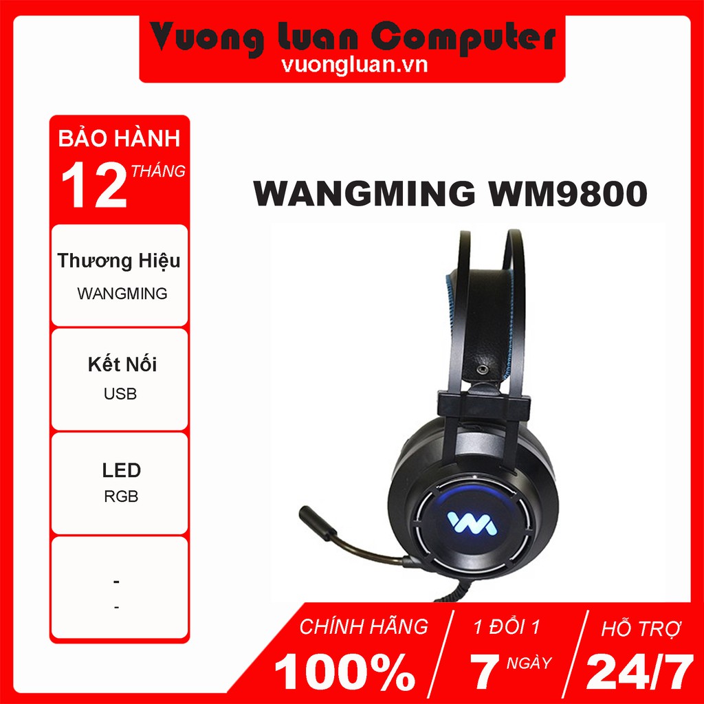 Tai nghe gaming Wangming WM9800 7.1 USB LED Bảo hành 12 Tháng