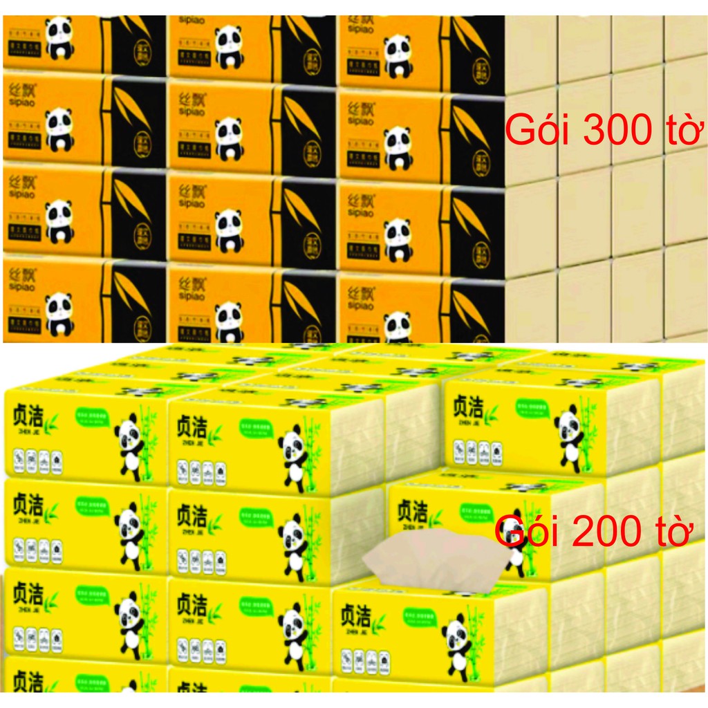 [Mã 267FMCGSALE giảm 8% đơn 500K] Giấy Ăn Gấu Trúc Sipao (1 Gói 300 Tờ siêu dai loại 1)