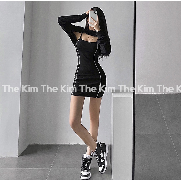 Set 2 món váy body 2 dây dáng ngắn - áo nửa thân trên ngực , bộ váy ôm sát người The Kim SV130 | BigBuy360 - bigbuy360.vn
