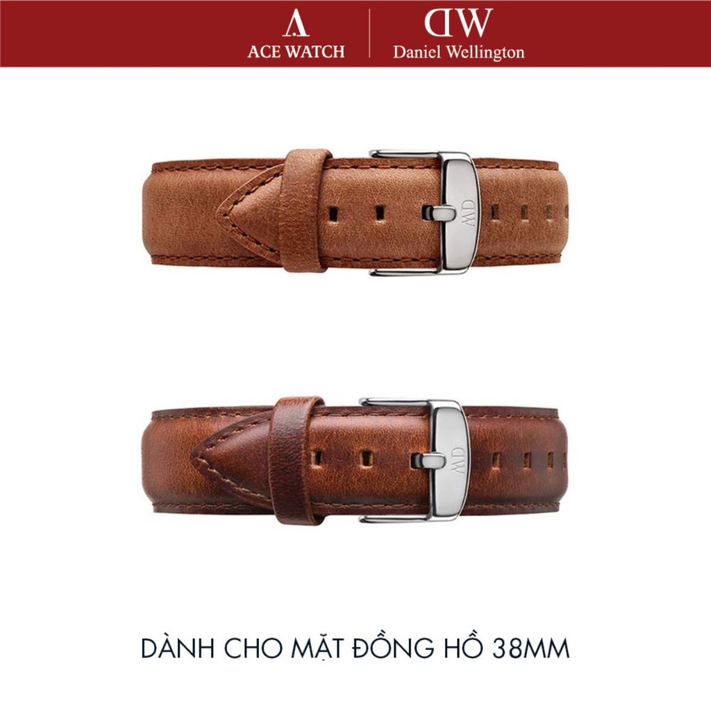 Dây da đồng hồ Daniel Wellington 19mm khóa màu bạc - Cho đồng hồ Dapper 38mm