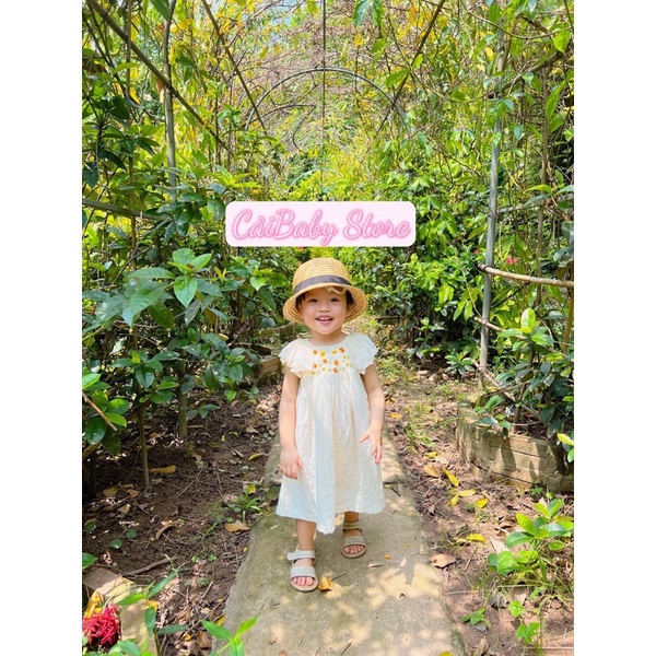 Váy Đầm Smock Cánh Tiên Phối Ren Họa Tiết Thêu Tay Dễ Thương cho bé Gái Caibaby_Store gì