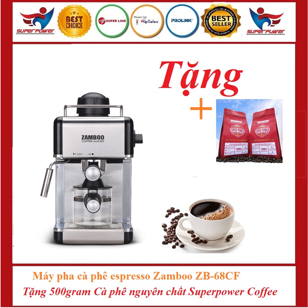 [Mã 254ELSALE giảm 7% đơn 300K] Máy pha cà phê espresso Zamboo ZB-68CF (3.5bar/800W) 3 màu Xanh+Đen