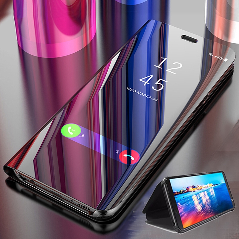 Samsung A9 Pro 2019 A8 A7 A6 Plus A5 2018 A3 2017 Mirror Clear Smart View Stand Flip Case Cover