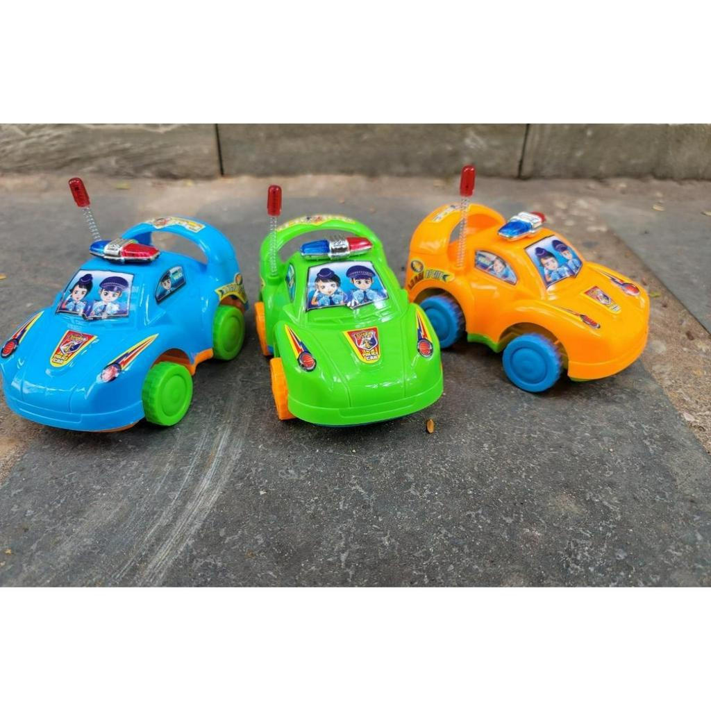 Đồ chơi xe ô tô cảnh sát mini chạy bằng dây cót kêu reng reng