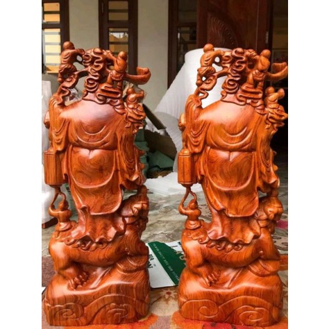 [GIA RE] Tượng phật di lặc ngũ phúc cưỡi nghê gỗ hương cao 40 cm